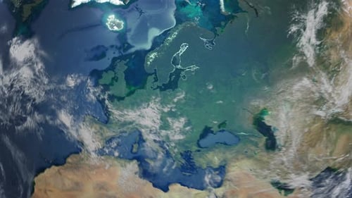 Realistic Earth Orbit and Zoom Glowing Borders Iceland