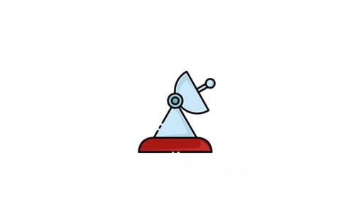 Animated Satellite Dish Icon with Signal Emissions