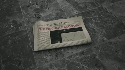 Animated Newspaper on Floor with Circular Economy Headline