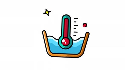 Animated Thermometer in Water Temperature Icon