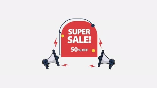 Flat Design Super Sale Announcement with Megaphones