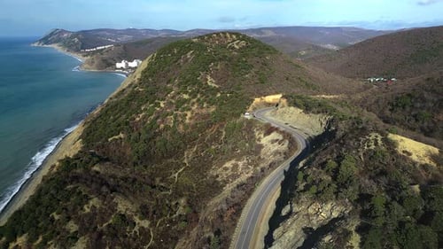 Aerial View on the Coastal Mountains of Black Sea