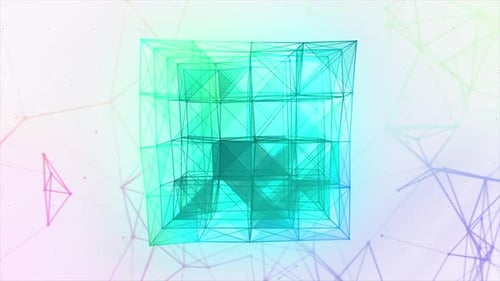 Künstliche Intelligenz erstellt blaue Gradienten-Plexus Cubic 3D Figur
