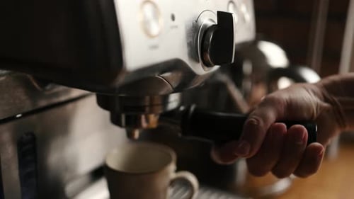Coffee Cappuccino Preparation Process with Cafe Maker