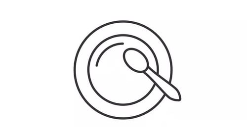 Minimalist Plate and Spoon Line Icon Animation