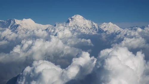 Aerial view of snow covered mountains, Nepal.