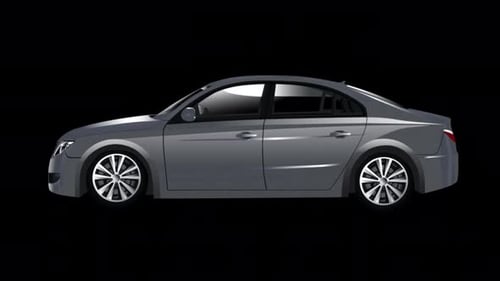 Gray Sports Car Goes Fast 4K On Alpha Channel