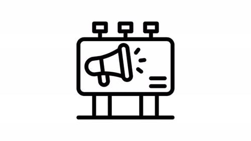Flat Design Billboard Megaphone Advertising Icon Animation