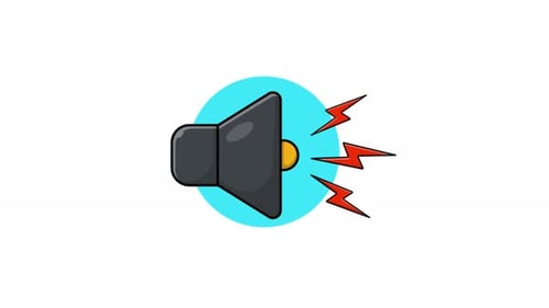 Animated Speaker Icon Emitting Sound Waves in Flat Design