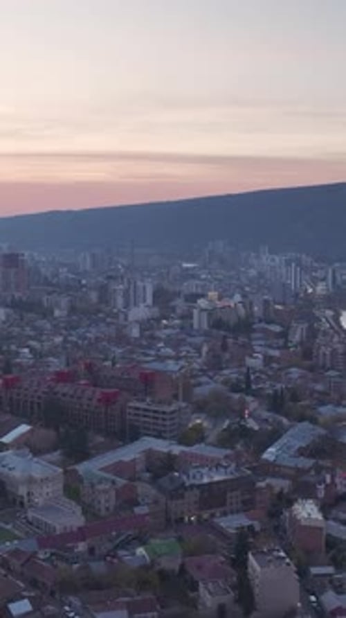 Vertical Video Aerial Autumn Colors The Most Beautiful City of Tbilisi Georgia
