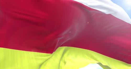 North Ossetia Flag Waving And Rotating Camera 4K