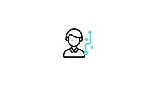 Flat Design Animated Icon of Person with Growth Strategy