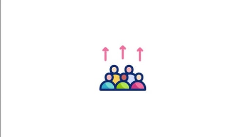 Animated Flat Design Icon of People Group Growth and Progress