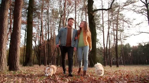 Happy Family Enjoying Autumn Weekend in the Woods