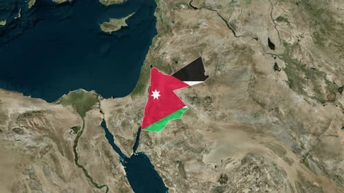 Animated Earth Map Zooming to Jordan Flag Reveal