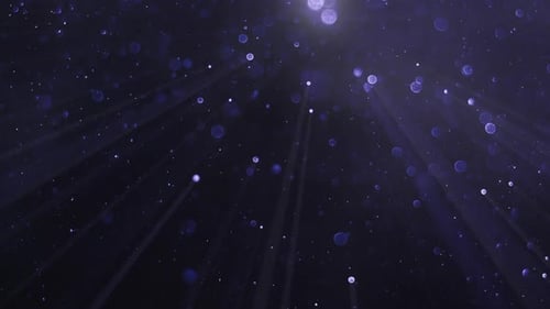 Abstract Glowing Blue Particles with Light Rays
