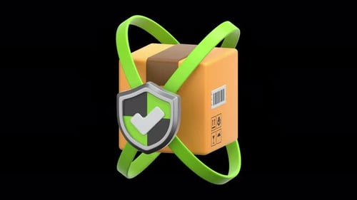 parcel safety 3D Animation, Alpha Channel, Transparent Background