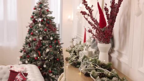 Christmas Tree and Decorations in Cozy Home