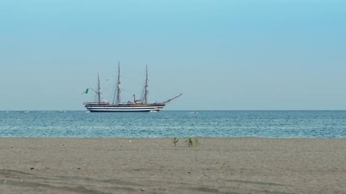 Amerigo Vespucci Military Sailing Ship Near the Coast