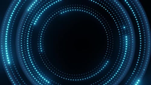 Abstract Blue Glowing Dots Concentric Circle Pattern Background