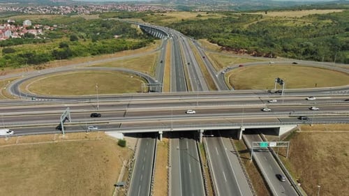 Aerial View of Road Interchange or Highway Intersection