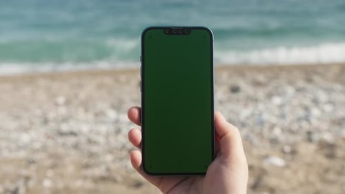 Smartphone portátil Chroma Key con pantalla verde
