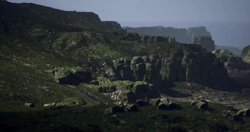 Mountains with Rocky Terrain and Coastal Views During Daylight