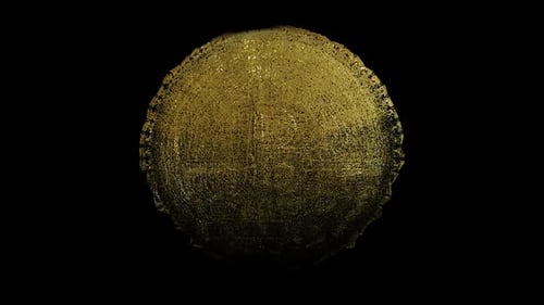 Golden Bitcoin Coin Dissolves into Digital Particles Animation