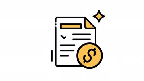 Animated Financial Document and Dollar Coin Icon Loop