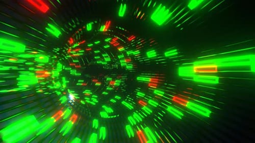 Grüner und roter Neon-Torus-Tunnel-Hintergrund aus Netzstoff VJ Loop l 4K
