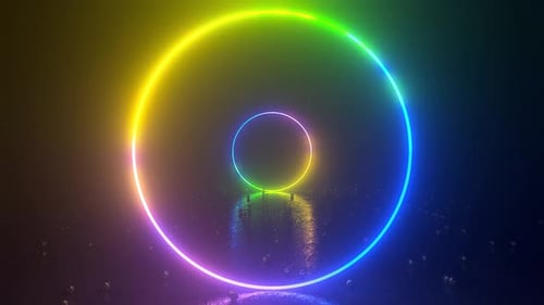 Colorful Neon Concentric Circles Looping Abstract Background Animation