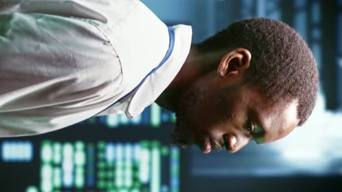 Close Up of Man Analyzing Code on Computer