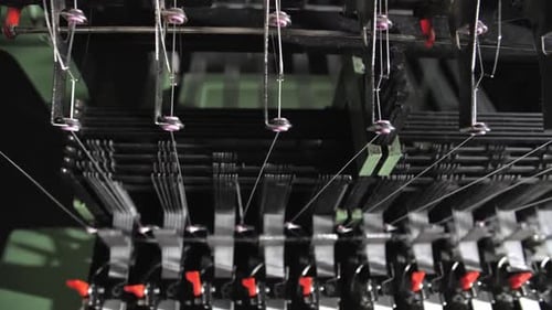 Close Up of Textile Machine in Slow Motion