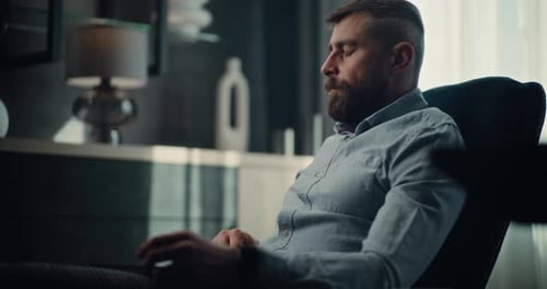 Sad Stock Exchange Trader Monitoring RealTime Stocks on Laptop Suffering From Financial Crisis