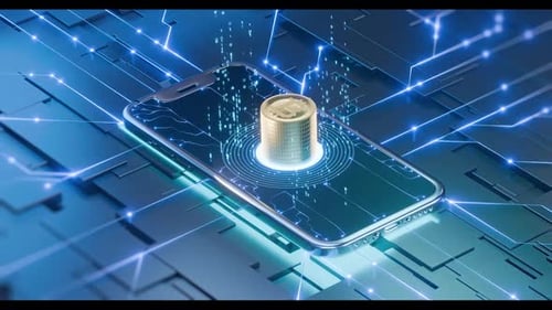 Smartphone with Digital Coin and Circuitry