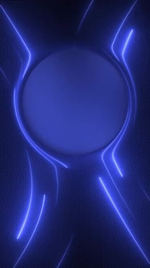 Abstract Blue Neon Lines Flowing Around a Central Portal