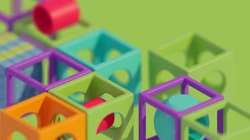 Playful Colorful Abstract 3D Geometric Block Animation