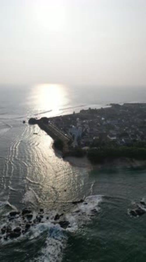 Aerial view of Galle city and lighthouse in Sri Lanka