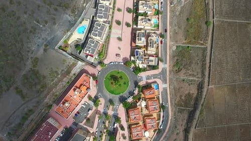 Aerial overhead clip from a drone over a roundabout 20 4K