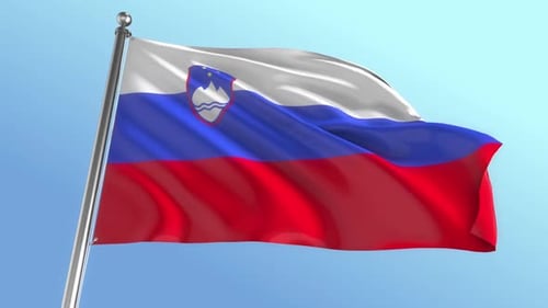 Slovenian National Flag Waving in the Wind