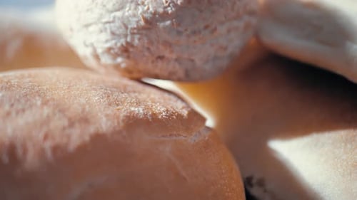 Delicious Golden Bread Rolls Close Up