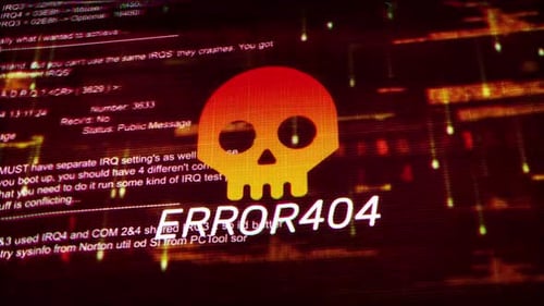 Glitch Digital Error 404 Skull Reveal Animation