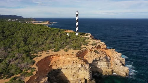 Aerial view of Ibiza Island, Balearic Island, Spain.