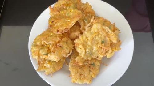 Plate of Crispy Golden Vegetable Fritters