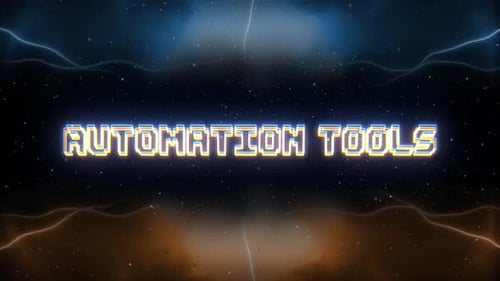 Automation Tools Neon Text With Retro Style Background