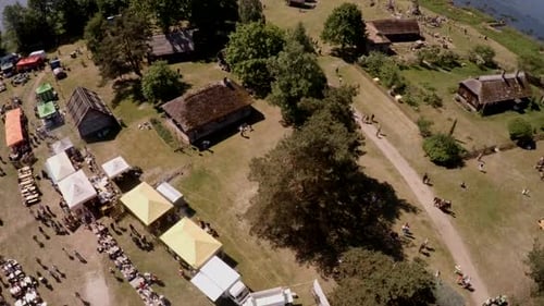 festival, an artisan market in an open-air museum, lots of people