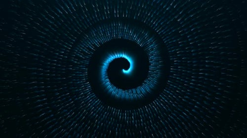 Futuristic Blue Glowing Spiral Particle Loop Background