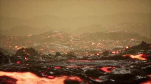 Vulkanausbruch mit frischen, heißen Lavaflammen und Gasen, die aus dem Krater austreten