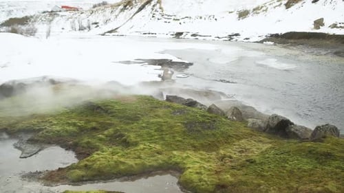 Hot Geothermal Hot Springs and Geyser with Steam Iceland