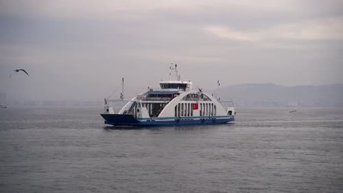 Passenger ferry in Izmir Gulf 4K